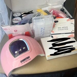 GEL Nail Kit Bundle Soak Off UV Builder Gel Polish Coat Matte Lamp sally Hansen